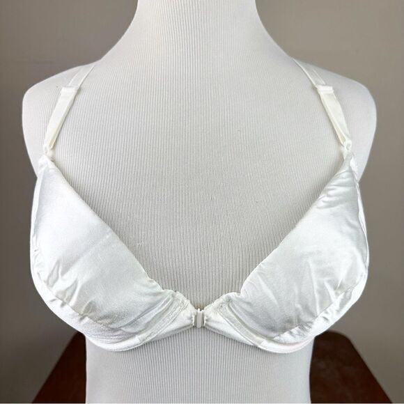 Victorias Secret Vintage 90s White Push Up Second Skin Satin Bra 34C - Picture 1 of 10